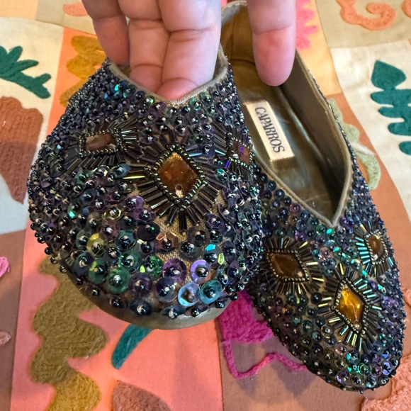 VINTAGE Caparros Multicolor Embellished Flats 7.5 / small 8 - Picture 6 of 10
